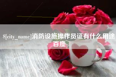 寿光消防设施操作员证有什么用途百度